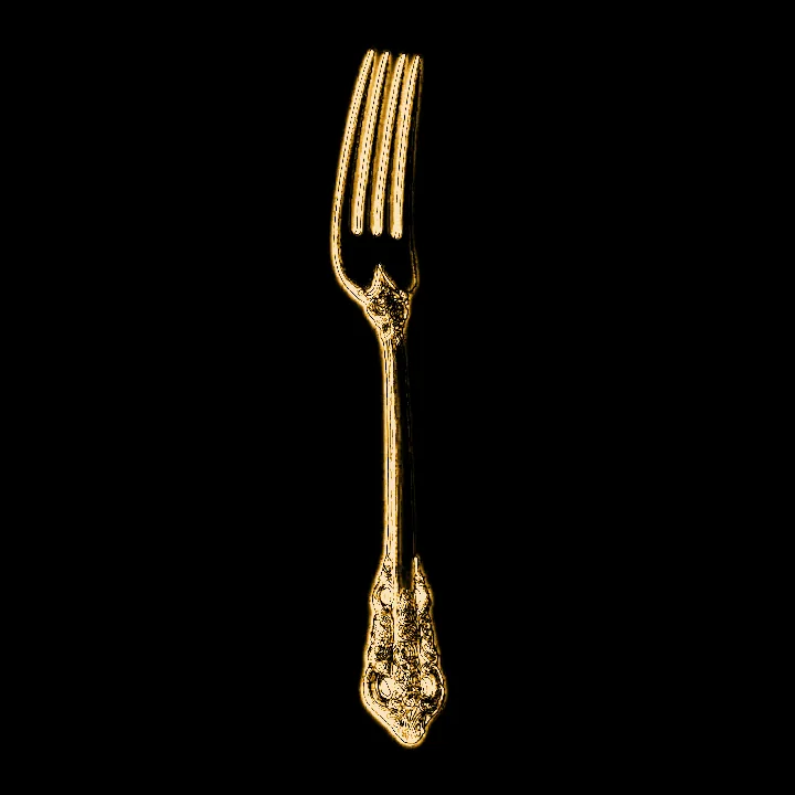 A fork drawn as a gold engraving