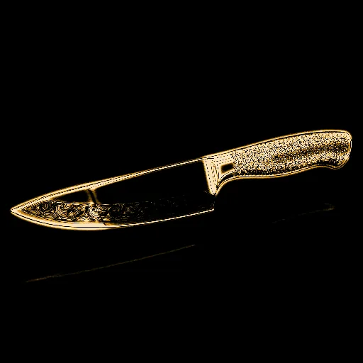 A knife drawn as a gold engraving