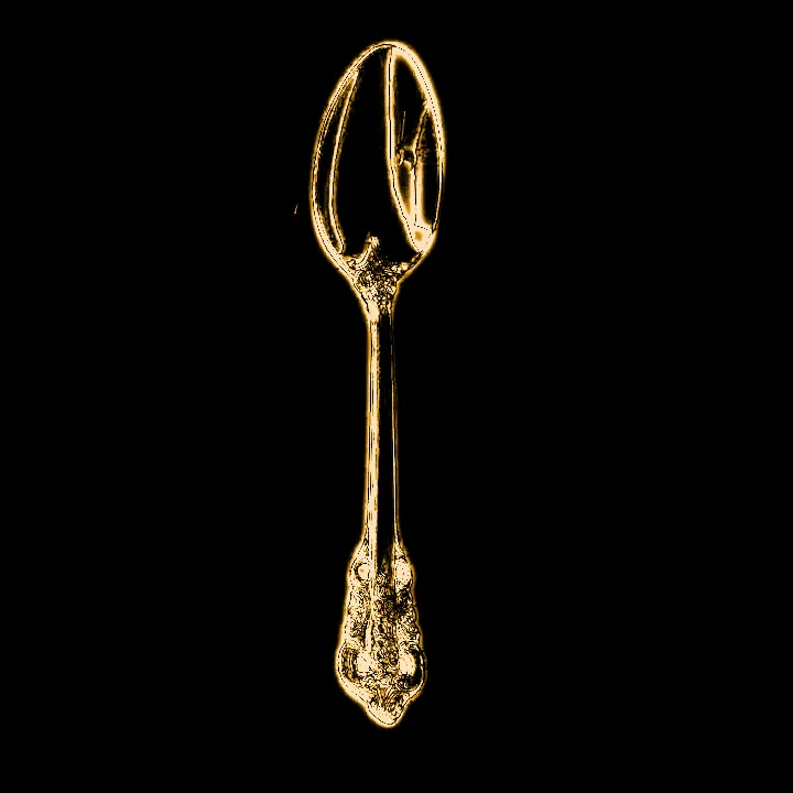 A spoon drawn as a gold engraving